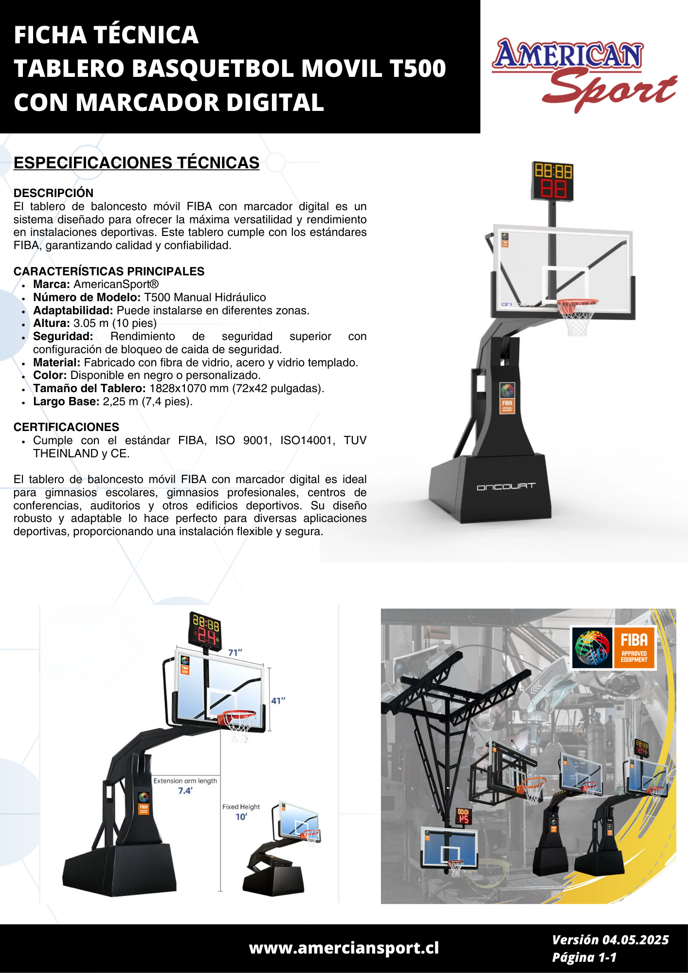 TABLERO DE BASQUETBOL TIPO JIRAFA MARCADOR DIGITAL APROBADO POR FIBA